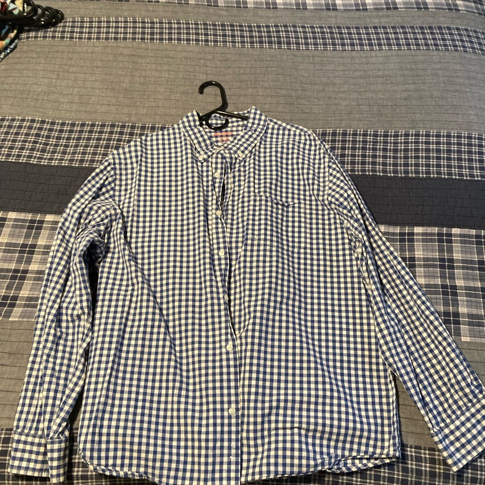 Joe Fresh Blue and White Casual Button Down Shirt